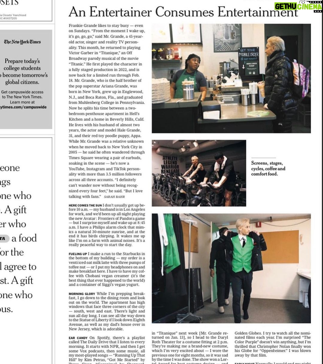 Frankie Grande Instagram - It’s MEEEE in the @nytimes!! ✨✨Thank you @smbahr14 and @michelleagins for helping tell my story!! This is so exciting!! AHHHH 🤯👏