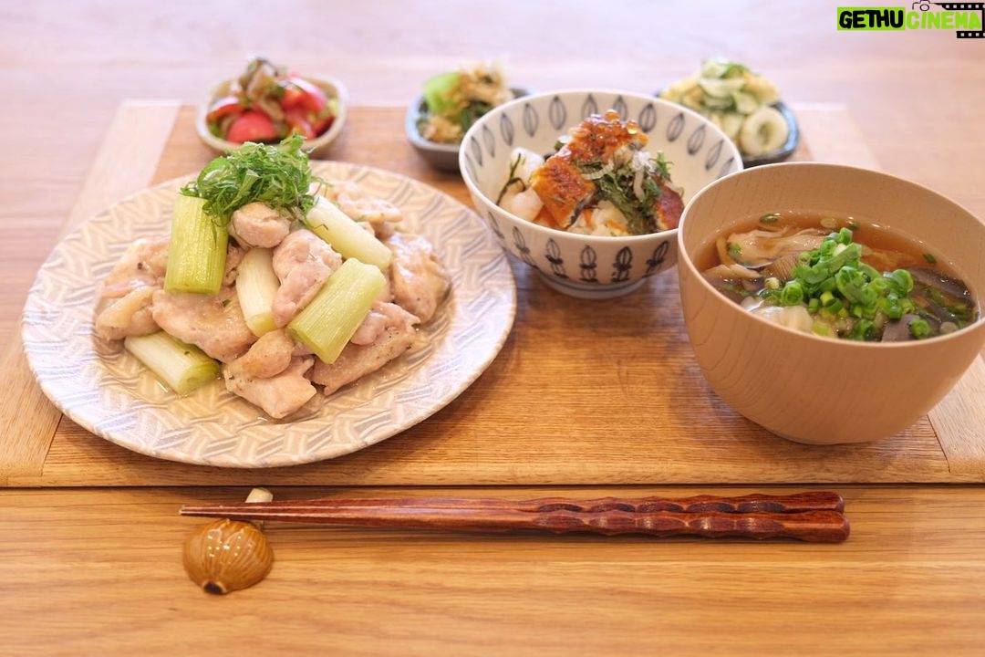 Fumino Kimura Instagram - *** 今日のごはんでした。 鶏ふりそでとねぎの塩焼き トマト搾菜 チンゲンサイとえのきのお浸し 竹輪ときゅうりのマヨ和え なすと舞茸のおみそ汁 関根さんのちらし寿司 むかーーーしからお世話になってる 大好きな和食屋さんに遊びに行った帰り 『明日のごはんな』と 持たせてくれたのは 鰻のちらし寿司でした。 気持ちのこもったごはんって なんて美味しいんだろう🍱 いただきます って良い言葉だよね🤭 おやすみなさい、また明日🍀