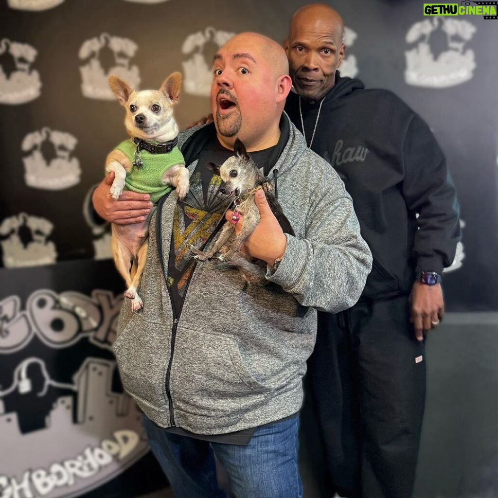 Gabriel Iglesias Instagram - We had some very special guests in neighborhood this morning, @fluffyguy! 🐶 ❤️