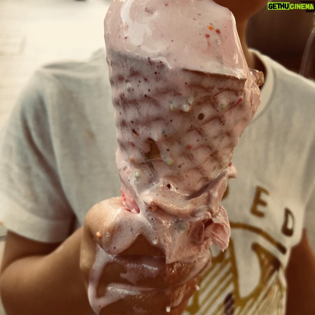 Gabriel Macht Instagram - My son eats ice cream in a cup all the time. Here’s a pic of his first cone! Too bad he was done with it before he got to the actual cone. Ohhhh the experiences that await my little man. #life #joysofa4yearold #serviettesarekey
