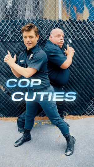 Garrett Clayton Instagram - that’s officer cuties to you #copcuties #therookie 👮🏻‍♂️ @therookieabc @garrettclayton1