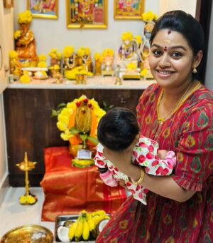 Gayathri Yuvraaj Instagram - A daughter is just a little girl who grows up to be your best friend.”❤️ 

👗 @momzcradle