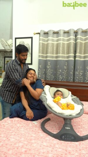 Gayathri Yuvraaj Instagram - “Absolutely in love with the Baybee -  cradling Nova baby carriage with auto swing! 😍 Life-saver for this new mom journey. Thank you, Baybee, for making those precious moments even more special. 

https://baybee.co.in/products/baybeeautomaticelectricswingcradlewithmosquitonet-adjustableswingspeed-grey

#HappyMom #BaybeeCradle #MustHave”