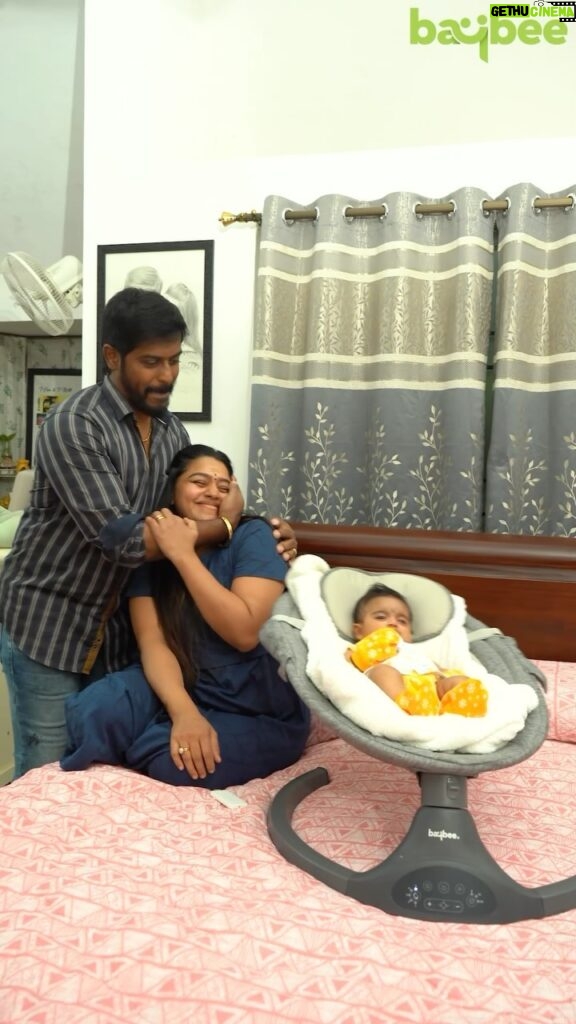 Gayathri Yuvraaj Instagram - “Absolutely in love with the Baybee - cradling Nova baby carriage with auto swing! 😍 Life-saver for this new mom journey. Thank you, Baybee, for making those precious moments even more special. https://baybee.co.in/products/baybeeautomaticelectricswingcradlewithmosquitonet-adjustableswingspeed-grey #HappyMom #BaybeeCradle #MustHave”