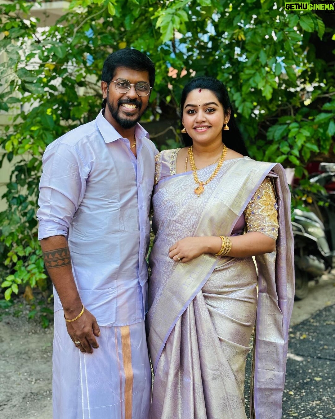 Gayathri Yuvraaj Instagram - Cheers to 13 years of love, laughter, and endless adventures with my amazing husband @yuvi_smart Grateful for every moment we’ve shared and excited for the many more ahead! Love you Mr Pattu ❤️ @yuvi_smart Couple outfit @sreekamakshisilk blouse design @elitebridalstore 💑🎉 ##manymoretocome❤ #loveyouforever AnniversaryBliss #LuckyInLove”