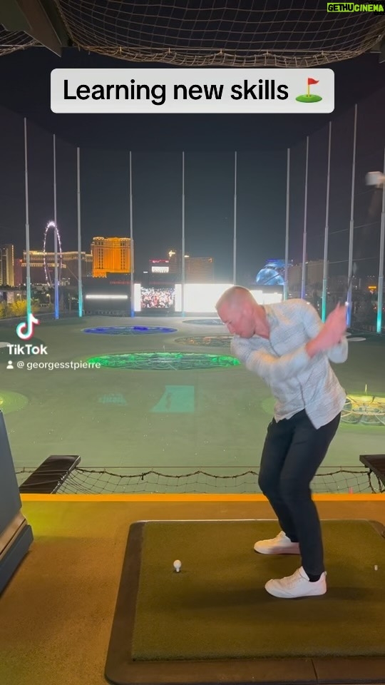 Georges St-Pierre Instagram - Swinging golf ball from the third floor in Vegas.