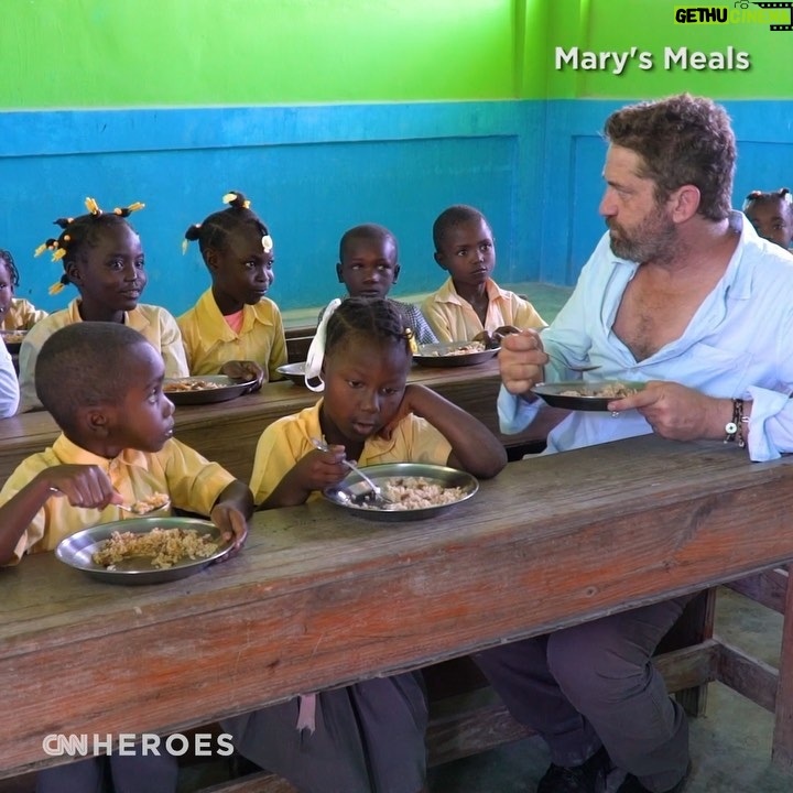 Gerard Butler Instagram - Tag along with me and my fellow Scotsman Magnus MacFarlane-Barrow as we go to Haiti, and I get an up-close look at how @MarysMeals feeds more than 1.4 million kids every day. Learn more and get involved at CNNHeroes.com