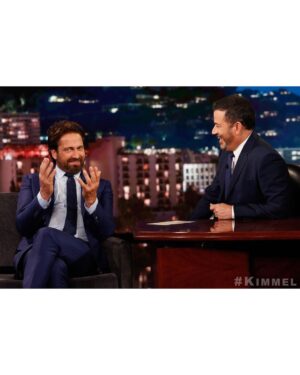 Gerard Butler Instagram - Last night shooting the shit with @JimmyKimmel. I had a big job on #AngelHasFallen making sure the legends @MorganFreeman and Nick Nolte were taken care of. Check out the clip in my Story to hear about the crazy stunts @Ric.Roman.Waugh put us through. In theaters in one week!