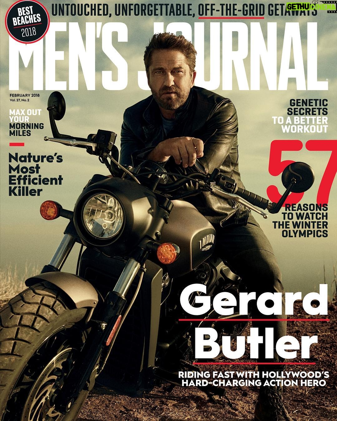 Gerard Butler - 130.8K Likes - On the road with @MensJournal. Pumped to share this cover with you. Hits newsstands next week. #DenOfThieves