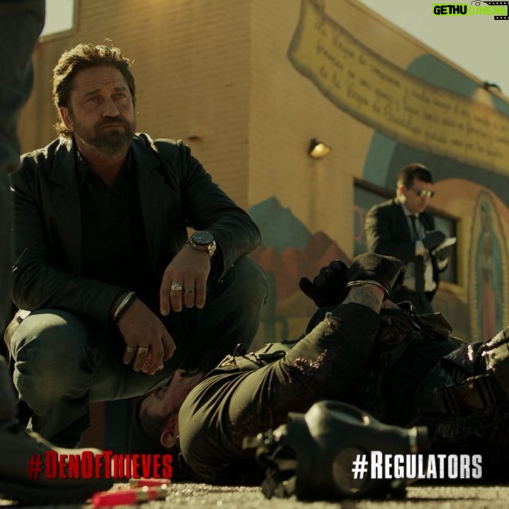Gerard Butler Instagram - Hey Regulators! Choose a side by commenting with #Regulators to show @50cent and his #Outlaws who they’re messing with. #DenOfThieves