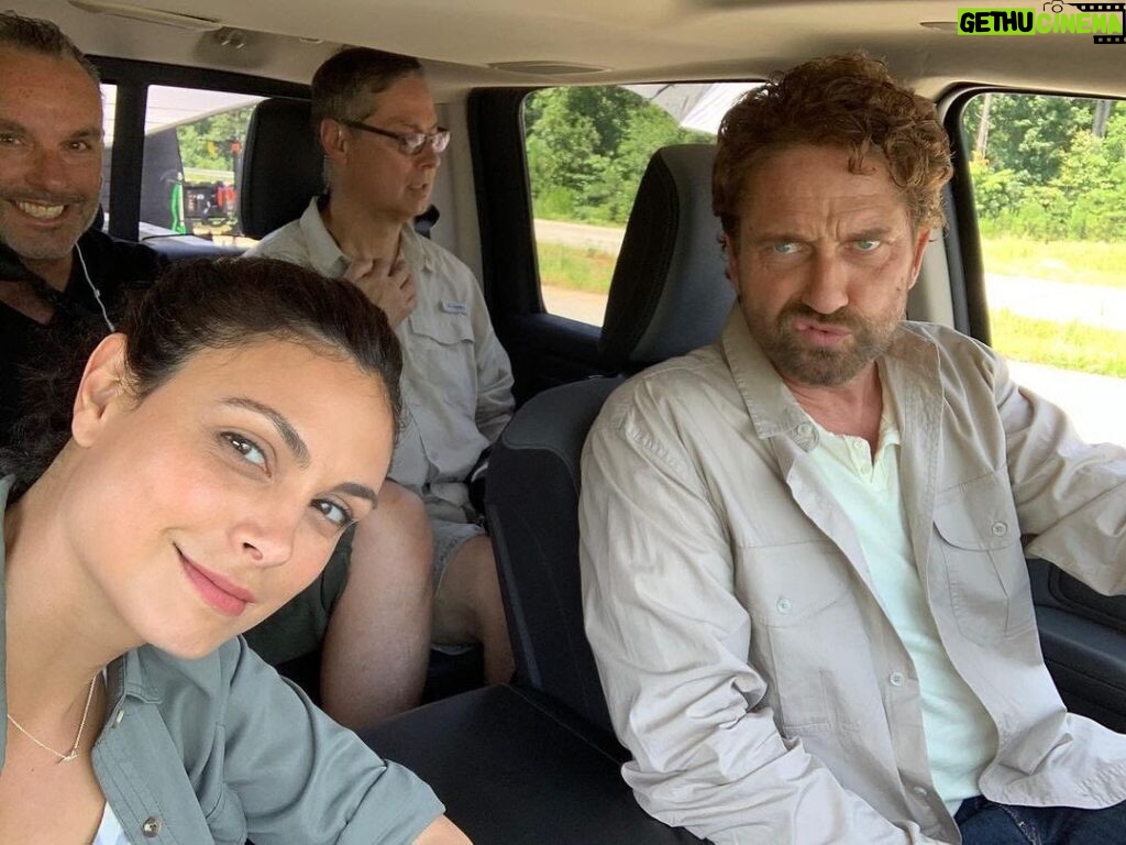 Gerard Butler Instagram - Giving my best ‘Blue Steel’ while taking @morenabaccarin on a joy ride. Or maybe it was Le Tigre? I can’t remember now. You can almost hear Wham! playing in the background can’t you? Never a dull moment on the set of #GreenlandMovie, on-demand everywhere 12/18.