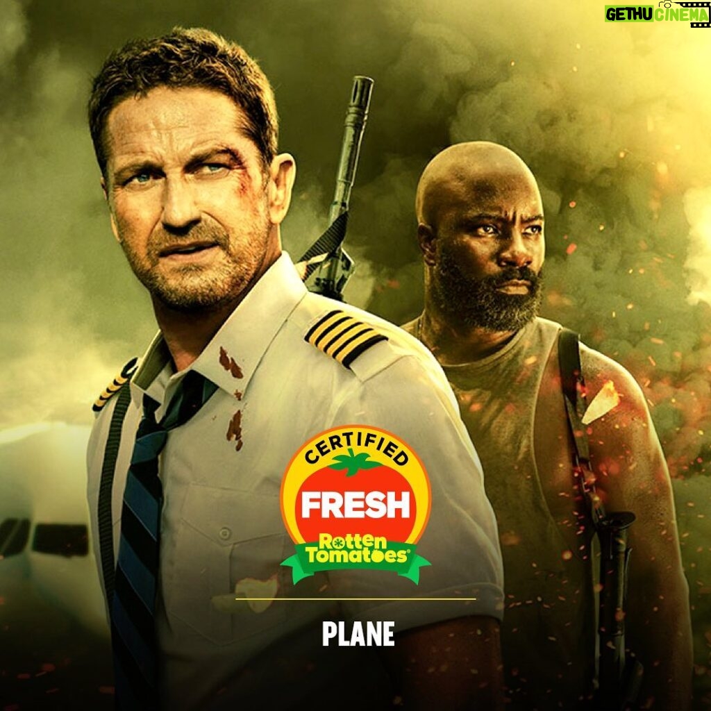 Gerard Butler Instagram - #PlaneMovie is Certified Fresh!! Thanks to our incredible director, cast, & crew - and all of you - for coming along for the ride. We’re so proud of this film and it means the world that you’ve been loving it too ❤️