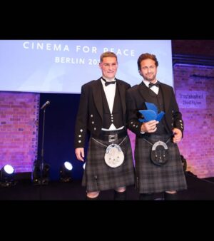 Gerard Butler Instagram - An honor to receive the @CinemaForPeace award for my work with @MarysMeals. But the guy who deserves it is the other kilt-wearing Scot – Magnus MacFarlane-Barrow, their Founder and CEO. I am in awe of what my brother Magnus has created and their daily impact on more than 1.6 million children around the globe.