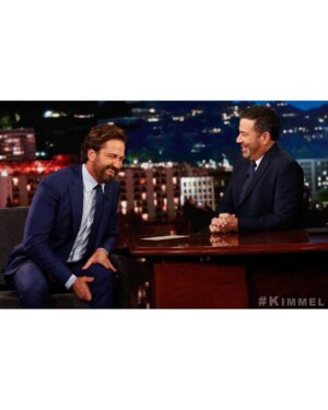 Gerard Butler Instagram - Last night shooting the shit with @JimmyKimmel. I had a big job on #AngelHasFallen making sure the legends @MorganFreeman and Nick Nolte were taken care of. Check out the clip in my Story to hear about the crazy stunts @Ric.Roman.Waugh put us through. In theaters in one week!