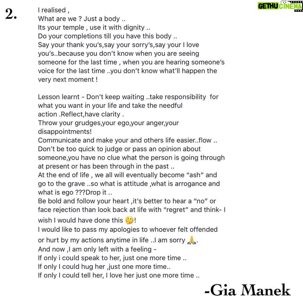 Giaa Manek Instagram - May your soul rest in peace !