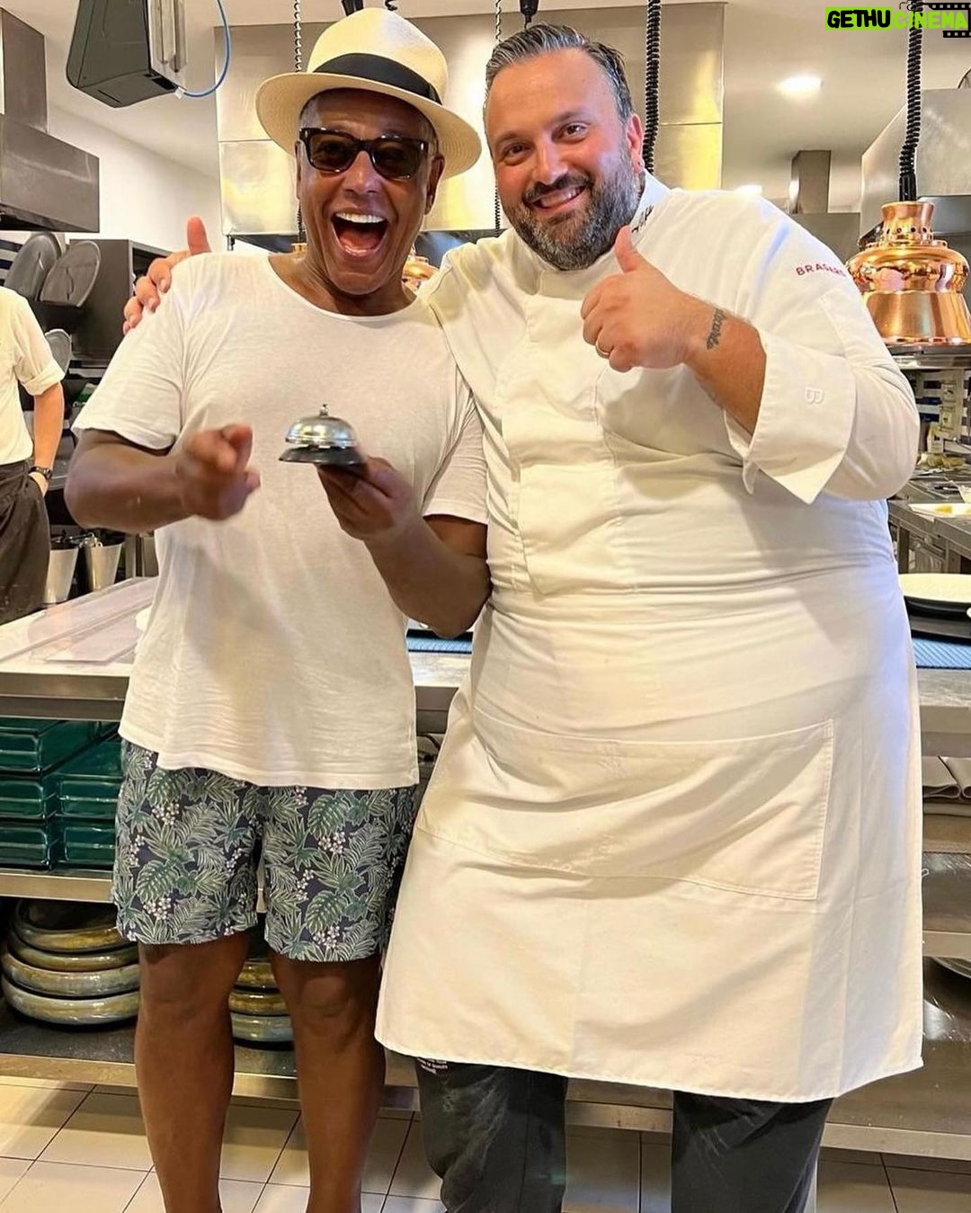 Giancarlo Esposito Instagram - La Famiglia di Esposito Family is everything! I met my cousin Giussseppe Esposito and his wife Connie for the first time in Napoli with my girls! He loved my hat and we shared photos of family, like this one of the original Neapolitan, my father Giovanni! It was truly a special time… 🙏🏽 I can’t forget to mention we met the talented @chef_emmanuel_di_liddo, oh and there is nothing like a haircut in Napoli! 🤣 #fbf