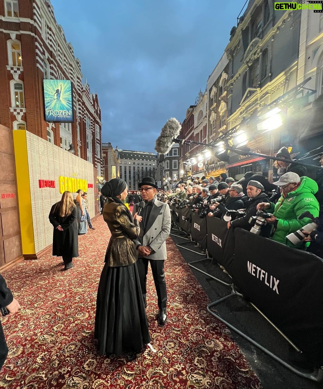 Giancarlo Esposito Instagram - A true Great Britain Hollywood premiere of THE GENTLEMEN! It was great to feel the audience reaction and fervor for this #GuyRitchie classic! Netflix did it right in proper British style! #TheGentlemen premieres TOMORROW on @netflix. πππ½ Also, love my double trouble jacket by @acustom! Made me feel like a proper English gentleman! High Lapel! High and tight!