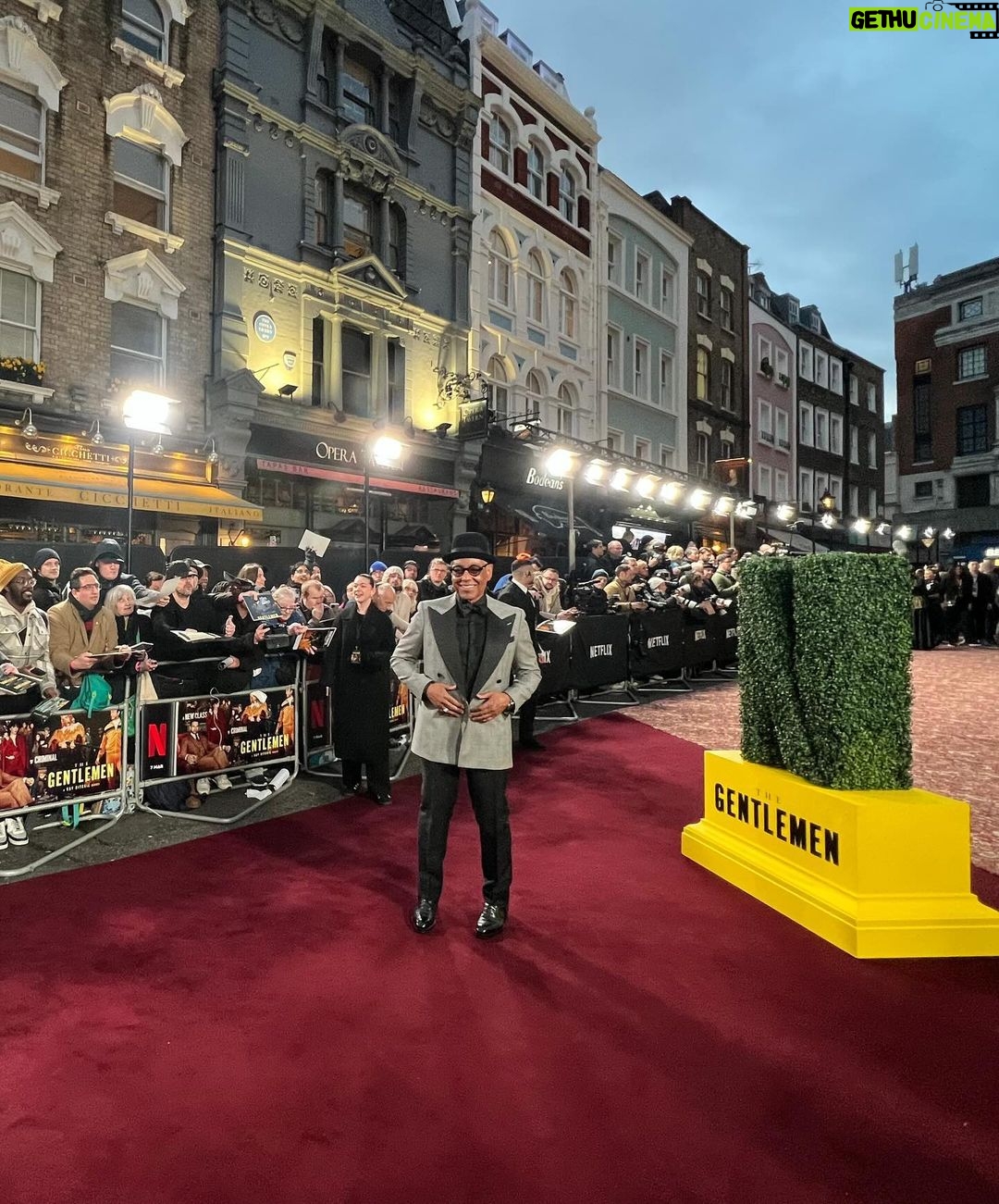 Giancarlo Esposito Instagram - A true Great Britain Hollywood premiere of THE GENTLEMEN! It was great to feel the audience reaction and fervor for this #GuyRitchie classic! Netflix did it right in proper British style! #TheGentlemen premieres TOMORROW on @netflix. πππ½ Also, love my double trouble jacket by @acustom! Made me feel like a proper English gentleman! High Lapel! High and tight!