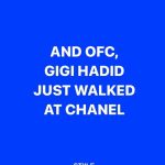Gigi Hadid Instagram - Merci merci merci 🖤 to the teams at @chanelofficial @miumiu @isabelmarant, every time back with you all is a blessing. Big love 🥐