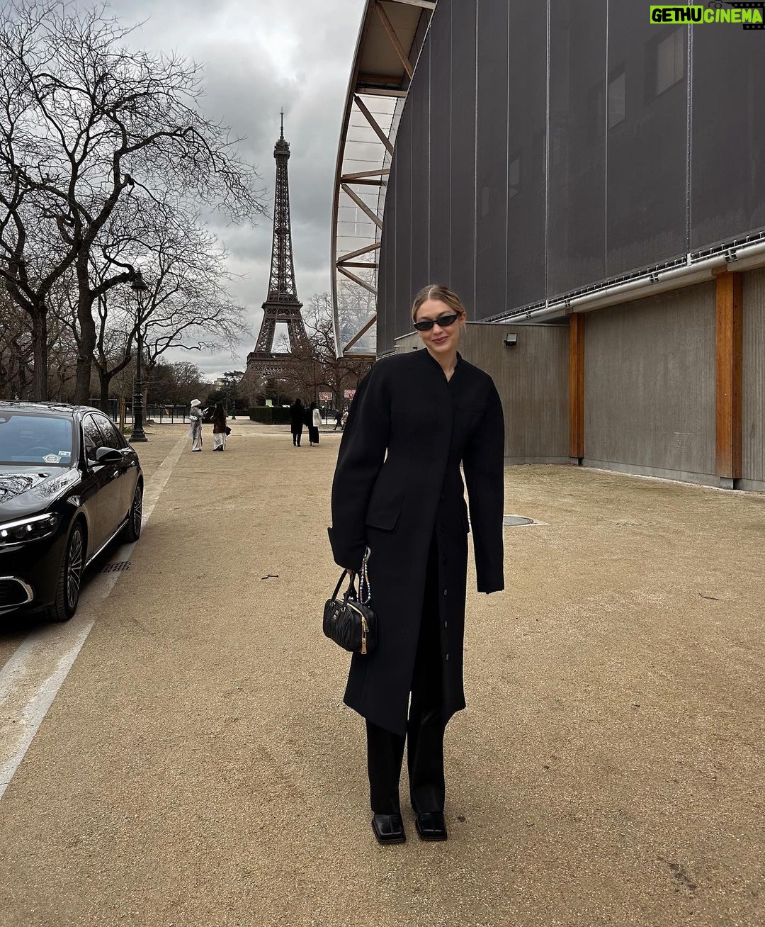 Gigi Hadid Instagram - Merci merci merci 🖤 to the teams at @chanelofficial @miumiu @isabelmarant, every time back with you all is a blessing. Big love 🥐