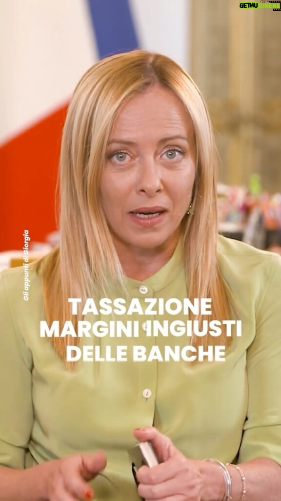Giorgia Meloni Instagram - Tassazione sui margini ingiusti delle banche. Una misura di buon senso che ci permette di aiutare le famiglie e le imprese italiane in difficoltà.