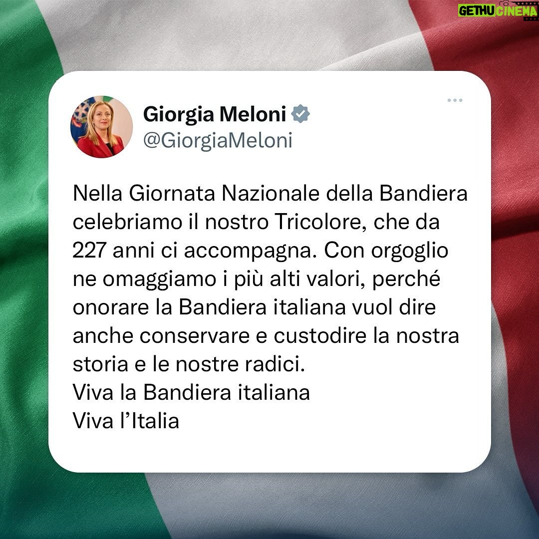 Giorgia Meloni Instagram - Viva il nostro Tricolore. Viva l’Italia.