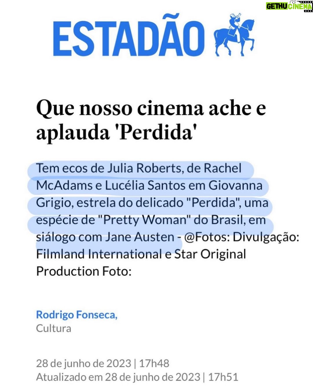 Giovanna Grigio Instagram - Completamente sem palavras 🤍 e a Sofia sempre me trazendo tanta alegria e orgulho do meu trabalho! “Perdida” estreia dia 13 de julho nos cinemas de todo o Brasil! Assistam e apoiem o cinema nacional! @perdidafilme