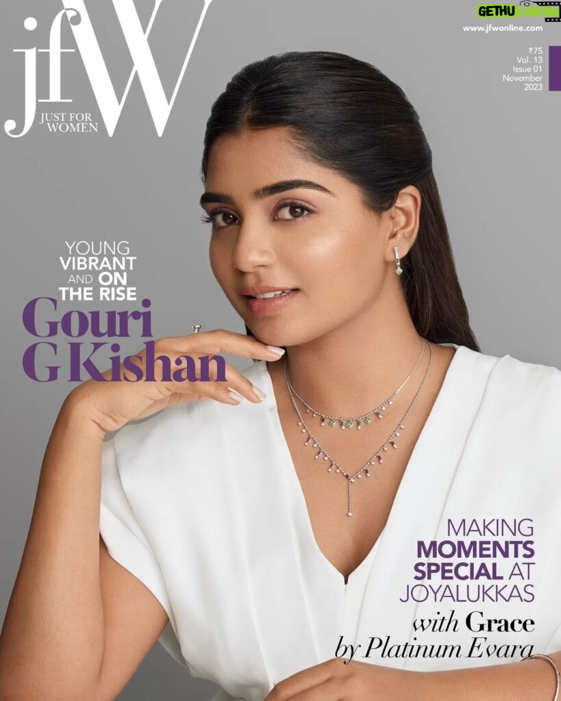 Gouri G Kishan Instagram - Meet Our Digital Cover Star Gouri G Kishan, passionately discussing her love for acting and her zest for life. Looking effervescent in jewellery by Joy Alukkas’s latest collection Grace by Platinum Evara, Gouri shares with us her moment of bliss during her acting career. Click the LinkInBio to read the full interview. Jewellery By : @joyalukkas @platinumevara Photography : @vinothdk Styled By: @shilpavummiti Hair & Make-up- @danam_mua @vurvesalon #jfwcovershoot #digitalcover #coverstory #gourigkishan #coverstar #actor #tamilactress #tamilcinema #joyalukkas #platinumevara