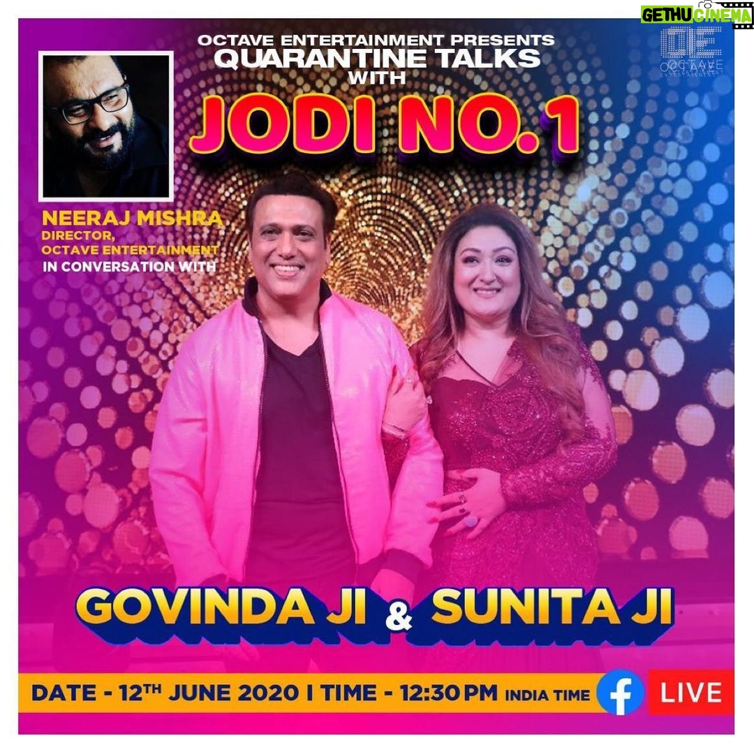 Govinda Instagram - Hey Guys Don’t forget to catch me & Sunita live with Neeraj Mishra at Quarantine Talks with Jodi No. 1 on 12th June @ 12.30PM IST on Facebook Live Much Love ❤️ See You All. #quarantinelife #funtimes #betterhalf #entertainment #dhamaal #stayhomestaysafe