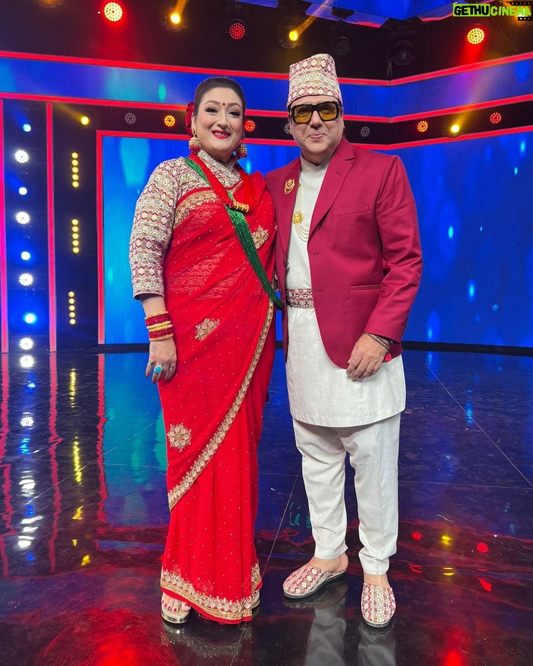 Govinda - 104.9K Likes - Had an amazing time on the sets of Super Dancer Nepal.
Curated @tina.ahuja
Styled by @tiara_gal @akansha.27
outfit @creativestop_official