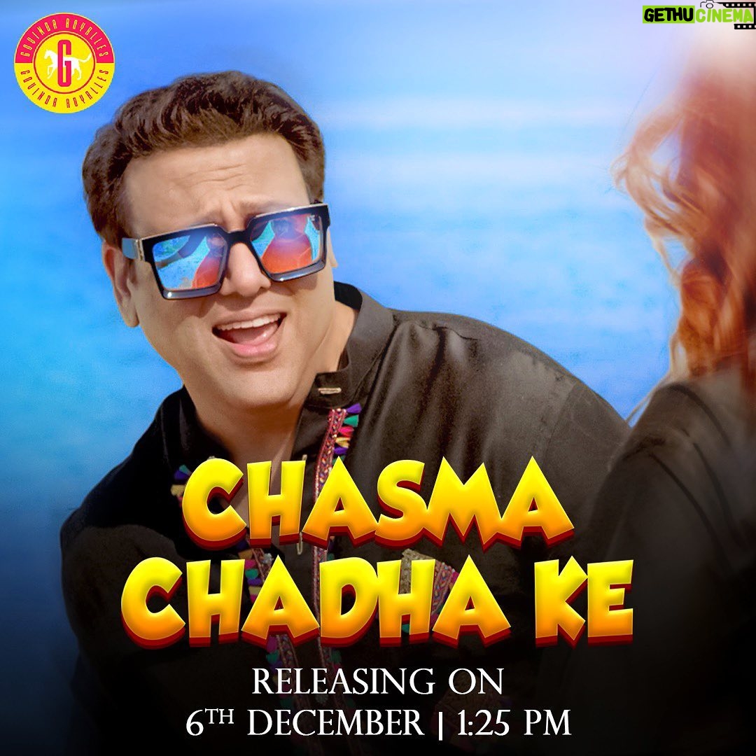Govinda Instagram - Hi guys, My second song “Chashma Chadha ke” is releasing on 6th December,2021. I hope you all will love it! Please Like, Subscribe and Follow my Channel “Govinda Royalles” on YouTube, Facebook(@govindaroyalles), Instagram(@govindaroyalles) & Twitter(@govindaroyalles) for further updates. Please Stay Tuned for more to come… @govindaherono.1 @ahuja_yashvardhan @tina.ahuja @officialsunitaahuja #CHASHMACHADHAKE #Govindaji #SunitaAhuja #TinaAhuja