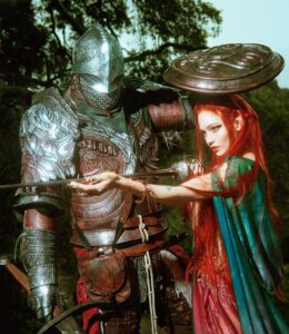 Grimes Instagram - Announcing my new boyfriend, tarnished guy from @eldenring He may not be real but our love is sincere Photos by @emackphoto Styling @fireflypath Boyfriend supplied by @bandainamcous