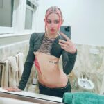 Grimes Instagram – Pink ink by @glyphomancer (were only maybe 1/3 done) 

Haha and listen to software !