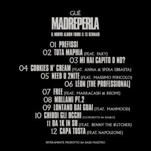 Guè Instagram - MADREPERLA. Il mio nuovo album fuori il 13 gennaio. Interamente prodotto da @busdeez 
Preordina ora.
