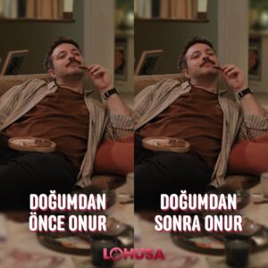 Gupse Özay Instagram - Doğumdan önce ve sonra anne babaların değişimi..... Kaydırın lütfen 🤭
Lohusa 19 Ocak'ta... Sinemalarda. 
#lohusafilm
