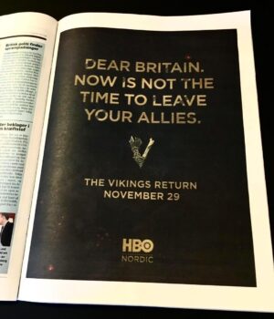 Gustaf Skarsgård Instagram - Funny @hbonordic add for Vikings. #brexit #vikings (To clear any confusion, it still airs on the 28th on  @history in the states, this is just for hbo Nordic)