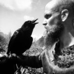 Gustaf Skarsgård Instagram - #tbt Floki and his raven friend... #vikings #floki #manlymen #beardporn #baldmen #headtats #runes #bird #hugin #munin 😂❤️