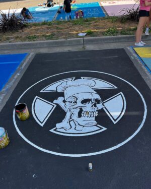 Guy Fieri Instagram - Paint your parking spot day with @_ryderfieri. Rockin’ the Knuckle Sandwich!! 🔥