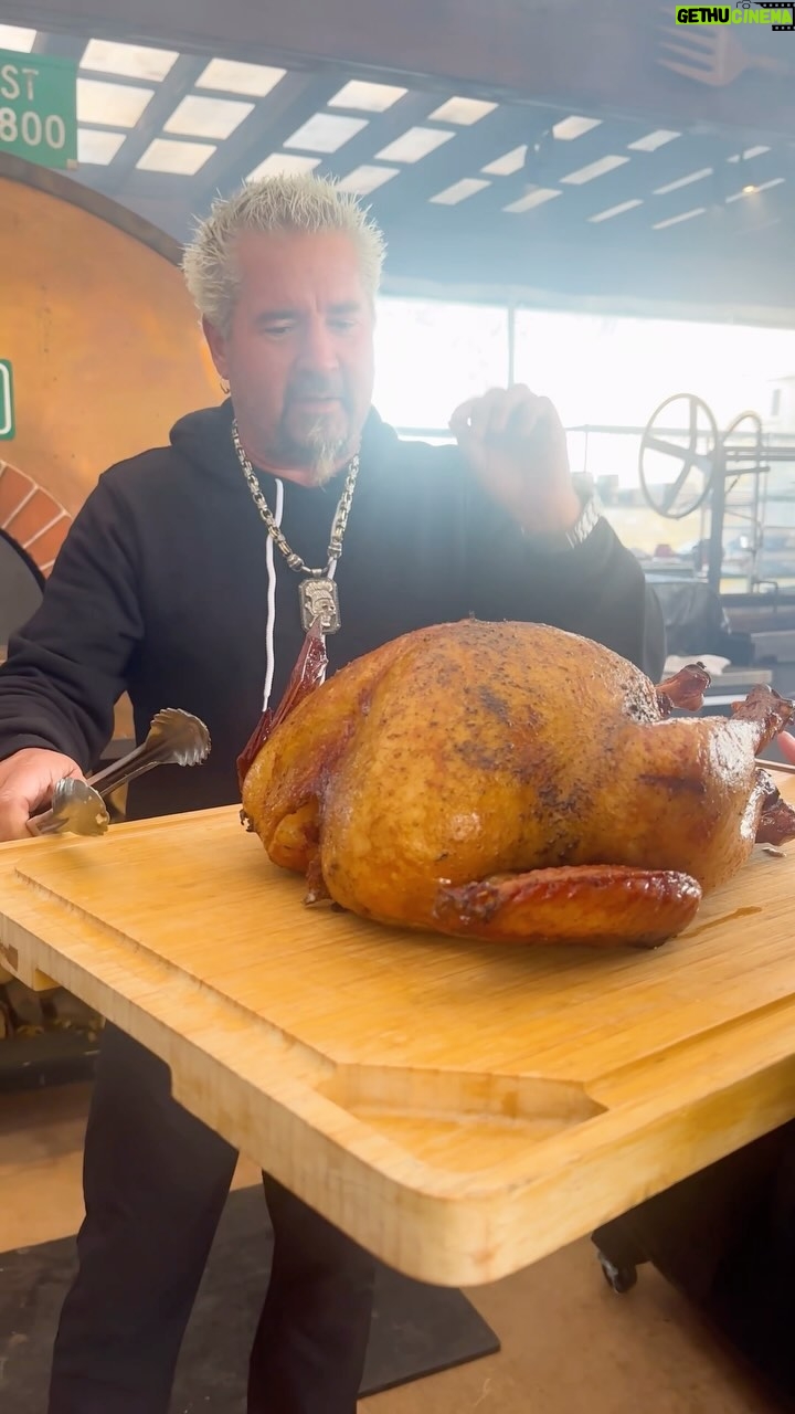 Guy Fieri Instagram - @guyfieri and @hunterfieri smoking up a delicious turkey on the Woodwind Pro. The best way to smoke a turkey this Thanksgiving.