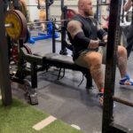 Hafþór Júlíus Björnsson Instagram – Great bench today. 240kg for a single and a drop down work with 200kg for a solid 5 reps. This was my last heavy session before my meet April 15th! @reignbodyfuel @thebeardstruggle
