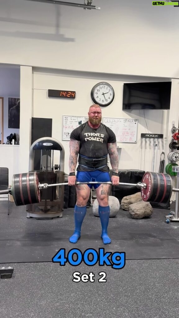Hafþór Júlíus Björnsson Instagram - 400kg/881lbs for 3 reps 2 sets. Full video live on my YouTube channel! Session powered by @transparentlabs Thor's Power Gym