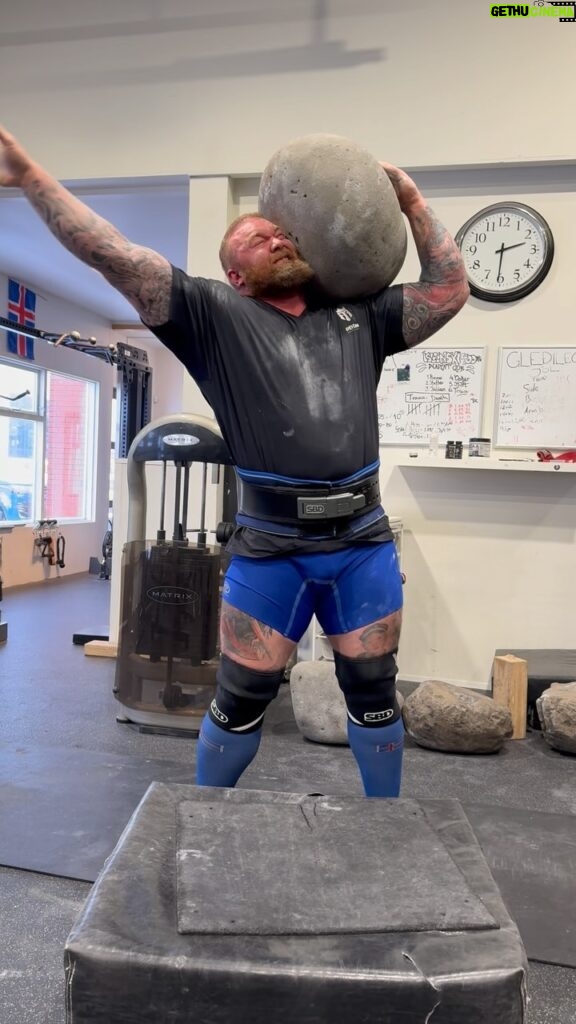 Hafþór Júlíus Björnsson Instagram - 330kg deadlift 3 reps 2 sets. 151kg natural stone to shoulder few sets, 160kg atlas stone few sets and 180kg behind the bar hold 20 seconds 2 sets. Yesterday was a good day. #andtoday @reignbodyfuel Thor's Power Gym