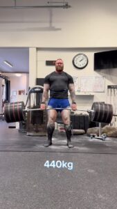 Hafþór Júlíus Björnsson Instagram - 440kg/969lbs deadlift! Happy with my comeback, coming back strong from a small setback. Didn’t complete 430kg two weeks ago because of a small injury bothering me. I discuss it further on my YouTube channel. Full video is live on my channel. Go show some love, watch, comment and subscribe. 🙏 Session fuelled with @transparentlabs supplements. Use code THOR for a discount. Thor's Power Gym