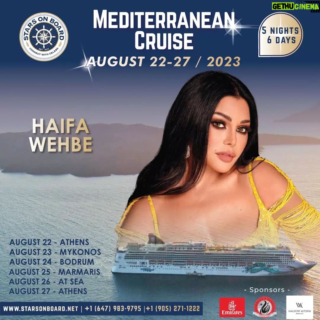 Haifa Wehbe Instagram - π±πππ ππ ππ πππ πΌπππππππ π΄ππ
ππππππππππ πͺπππππ & π³ππ'π πΊπππ π¨πππ! ποΈ π Sail away with top Middle Eastern stars on board, as we explore exotic destinations and experience unforgettable performances. Book your tickets now for an exclusive voyage that promises to be the highlight of your year. Don't miss out on this once-in-a-lifetime opportunity! #starsonboard #cruise #cruise2023 #mediterraneancruise #HaifaWehbe