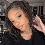 Halle Bailey Instagram - short hair don’t care 🖤✨
