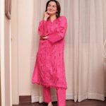 Hania Aamir Instagram - “Painting the town pink in @kiarabyhana’s embroidered masterpiece! 🌸 Who says fashion can’t be fun and fabulous? Not us! 💃 #KiarabyHana #PinkRosa #SlayingInStitches”