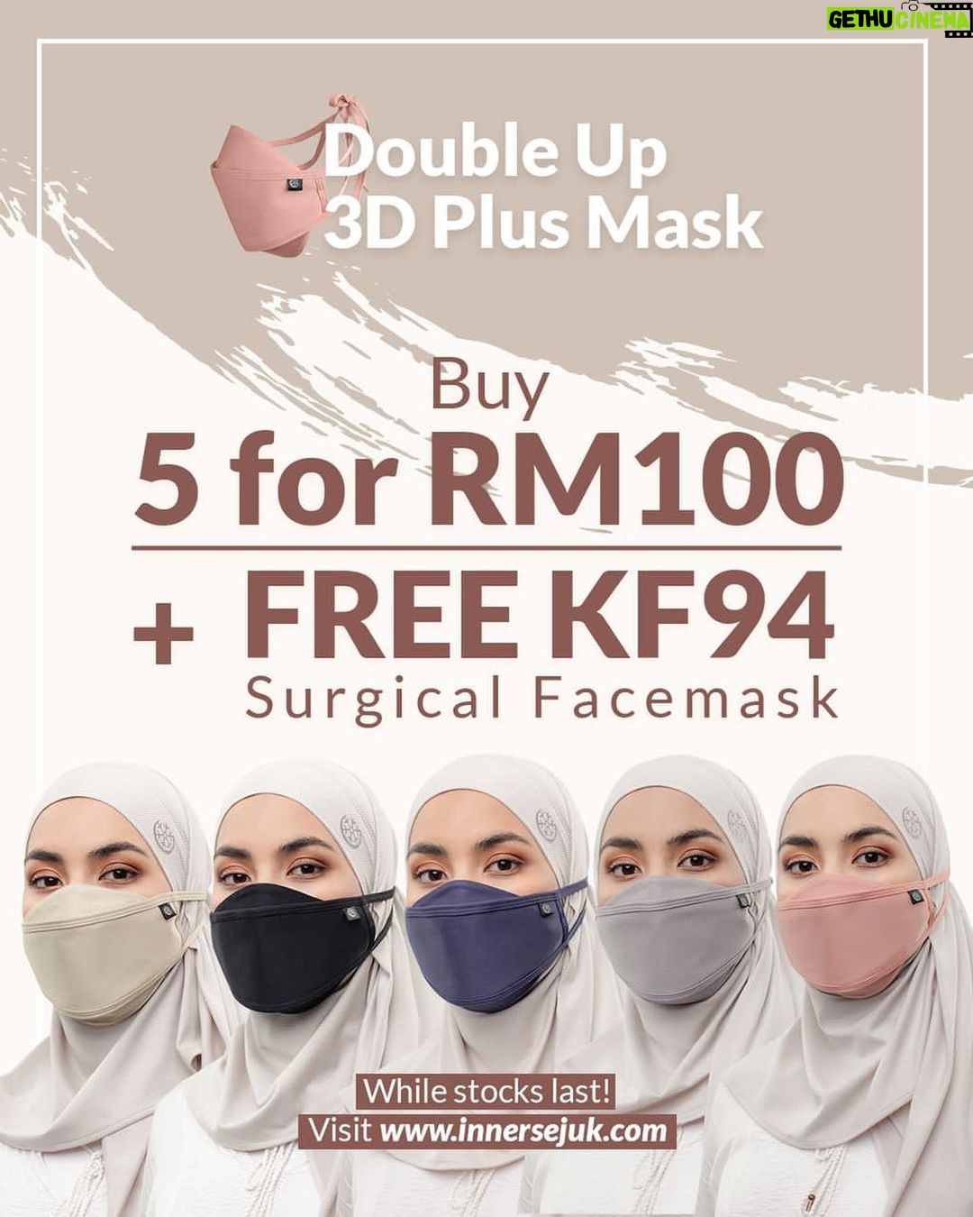 Hanis Zalikha Instagram - One of my favourite mask @innersejuk buat promo lah! For those yang belum pernah cuba or nak tambah color, this is the time. Buy 5 for RM100 je and lagi best dapat 5 FREE surgical mask exclusive innersejuk. So siapa nak mask innersejuk 😍 Don’t forget yang covid ni still berbahaya dan kita jangan leka . Make sure kita still double mask. Stay safe , jaga sop, especially bila melawat ibu bapa dan orang berisiko tinggi. We can do this!