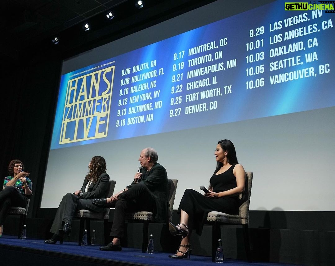 Hans Zimmer Instagram - We are going back on tour!! 🎹🎸🥁🎻🎶 @TinaGuo, @LoireCotler and I had some fun announcing the new #HansZimmerLive U.S. and Canada dates in New York. We can’t wait to be reunited with the rest of the band, and many thanks to @MelenaR for moderating! Swipe for the full list of tour stops. Photos courtesy of @johnnacionimaging and @gettyentertainment