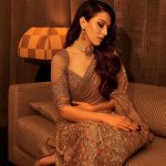 Hansika Motwani Instagram - Dxb ❤️ event ready Outfit - @falgunishanepeacockindia Jellwery- @arakkalgoldanddiamonds Make up- @ojmakeupartist Hair - @sara_hairstylista 📸- @bickiboss Armani Hotel, Burj Khalifa, Dubai