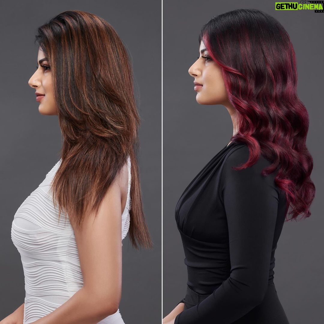 Harnaaz Kaur Sandhu Instagram - The perfect red! ❤️ Thank you @shinejanarthanan & @lorealpro_education_india for this vibrant change! #Ad #HairColor #LorealProInReds #LorealProfIndia #LorealProlndia #LproReds #iNOAreds #GoRed #ShadesOfRed